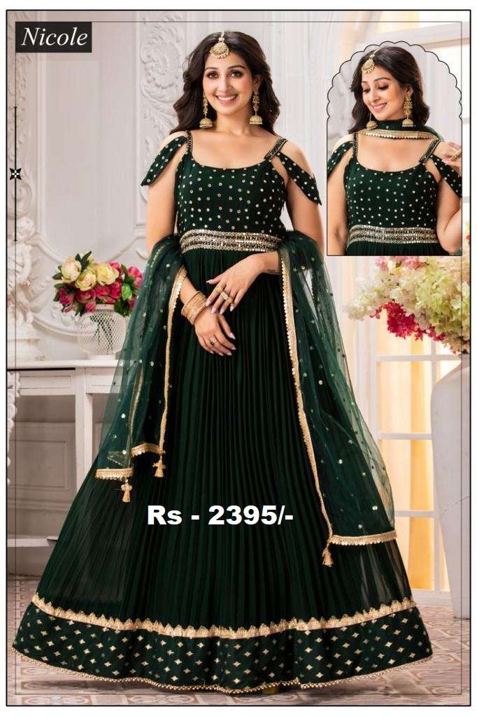 Blue Green Party Wear Collection Wholesale Designer